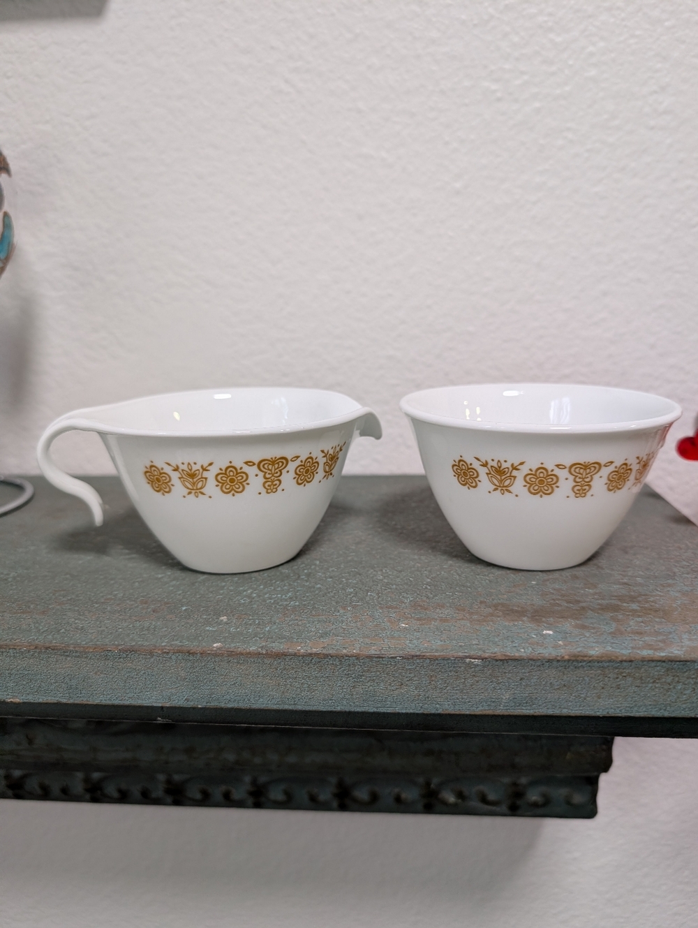 Vintage Corelle Butterfly Gold Cream & Sugar Bowl Dish Set